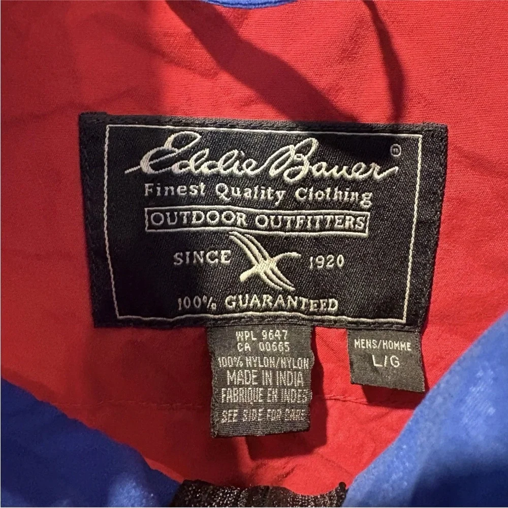 Vintage Eddie Bauer‎ Mens Color Block Half Zip Windbreaker Jacket Size Large